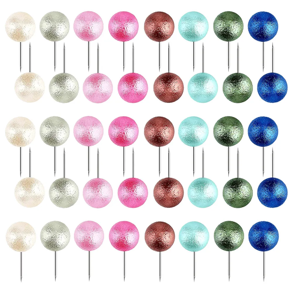 100Pcs Ornamental Ball-Head Thumbtacks Wear-Resistant Map Pushpins for Pinning Photos Geography Class DIY Decoration Storage Box
