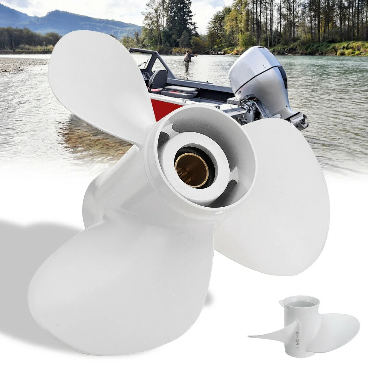 A54K-Boat Outboard Propeller For 25-60HP 11 1/4 X 14 Marine Propeller 13 Spline Tooth 663-45958-01-EL