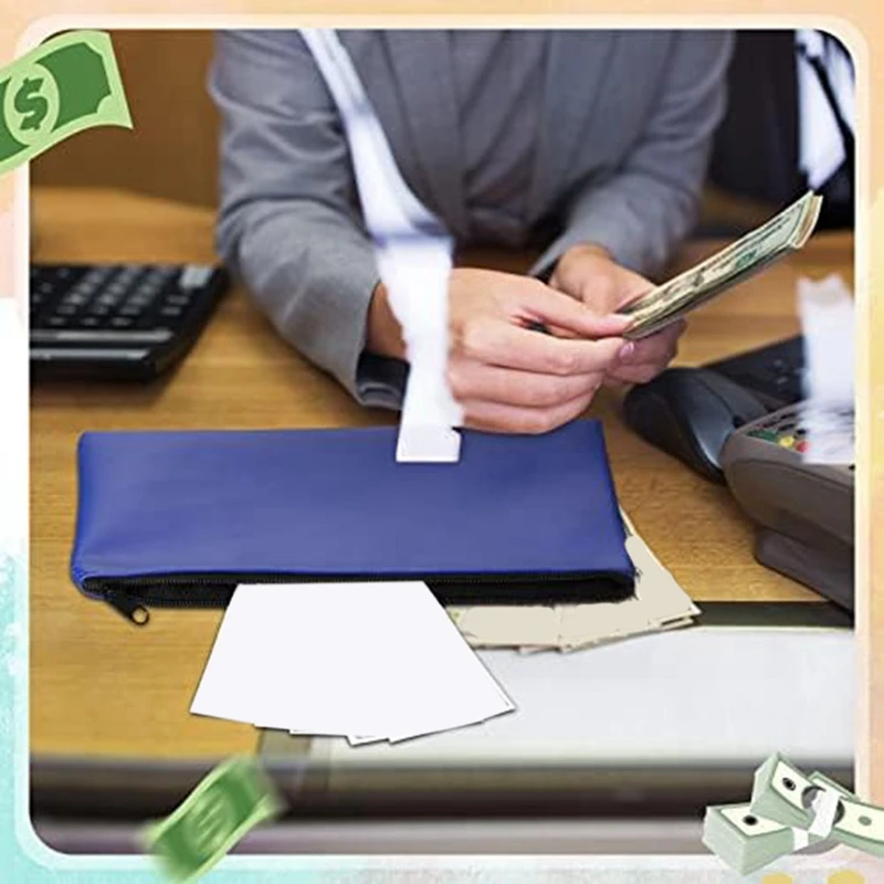 60Pack Money Bags With Zipper Bank Deposit Bags Bulk For Cash Coin Pouches Organizer Security Leather Makeup Bags