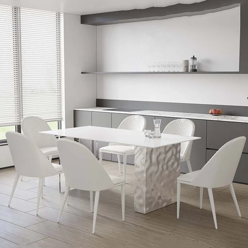 

Metal Designer Dining Table Chairs Acrylic Rectangular Dining Table Restaurant Luxury Mesas De Restaurante Kitchen Furniture