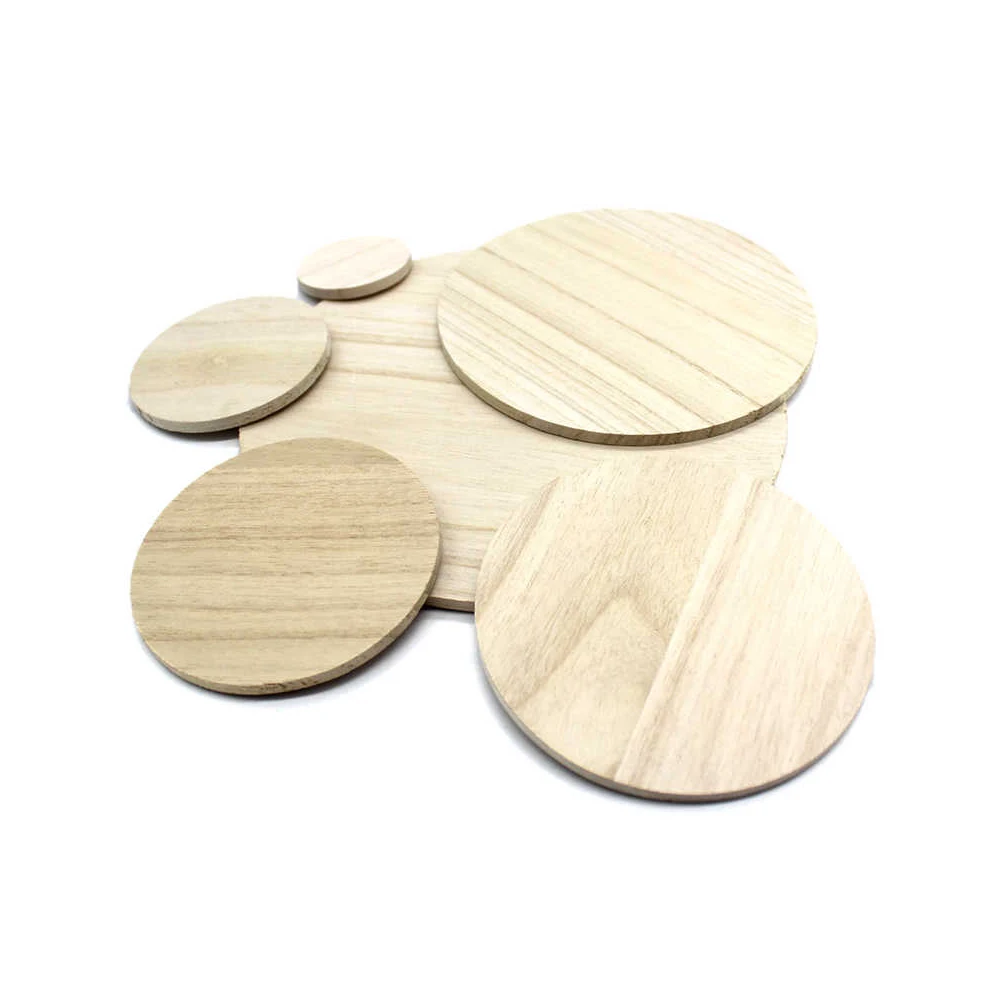 1-8Pcs Dia 50-200mm Circular Paulownia Wood Board Thick 3/5mm DIY Handmade Wooden Board Drawing Building Block Model Material