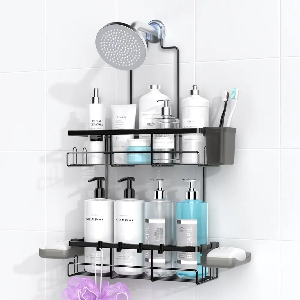 

Shower Caddy Hanging Bathroom Organizer: Shel or Inside Shower - No Drilling Racks Over Shower - Bath Shelves or Shampoo Soap