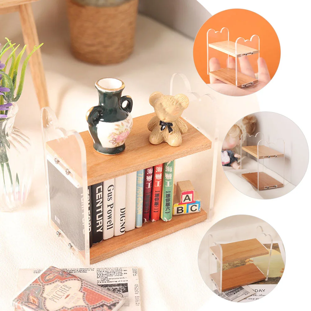 Miniature Storage Rack House Furniture Book Shelf Kitchen Miniatures Bookshelf Desktop