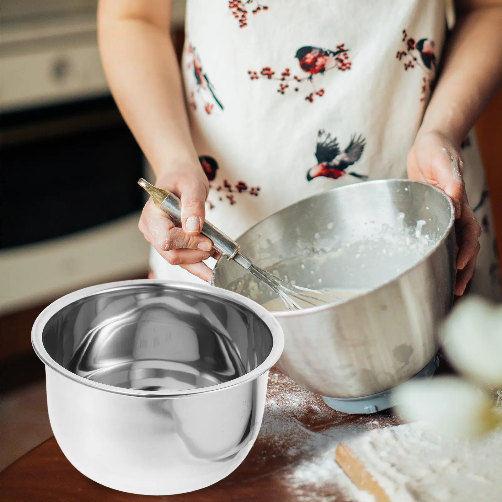 2.5L Stainless Steel Mixing Bowl 20Cm Diameter Heavy Duty Food Grade 304 Metal Kitchen Bowl for Meal Prep Salad Soup Baking