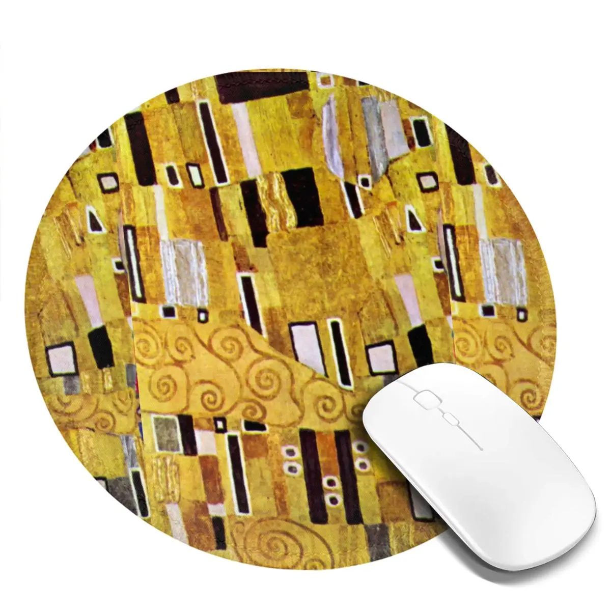 Gustav Klimt Round Mouse Pad The Kiss Pattern Funny Rubber Gaming Mousepad For PC Laptop Computer Soft Design Mouse Mats