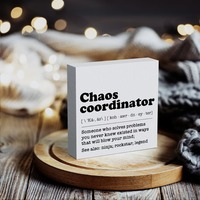 1pc, Funny Office Wood Box Sign, Chaos Coordinator Sign, Funny Office Desk Decor for Women, Men, Coworker, Mom, Friends, Boss