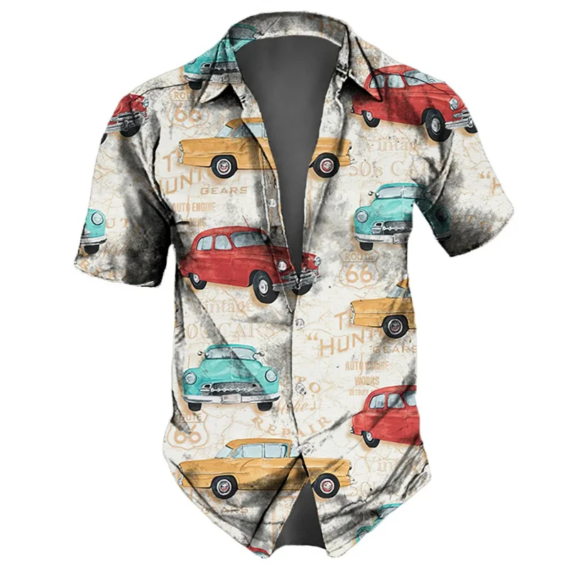 2023 new men's shirt 3D print graphic shirt Hawaiian shirt men's casual T -shirt lapel cardiac street clothing large size top