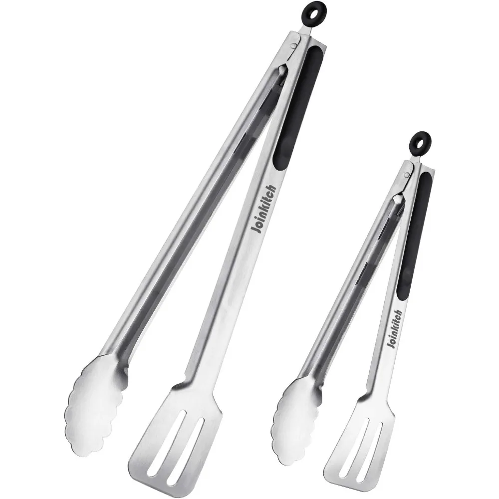 16-inch & 12-Inch Grill Tongs for Cooking BBQ Heavy Duty Extra Long Grilling Tongs, Premium Set 2 pack