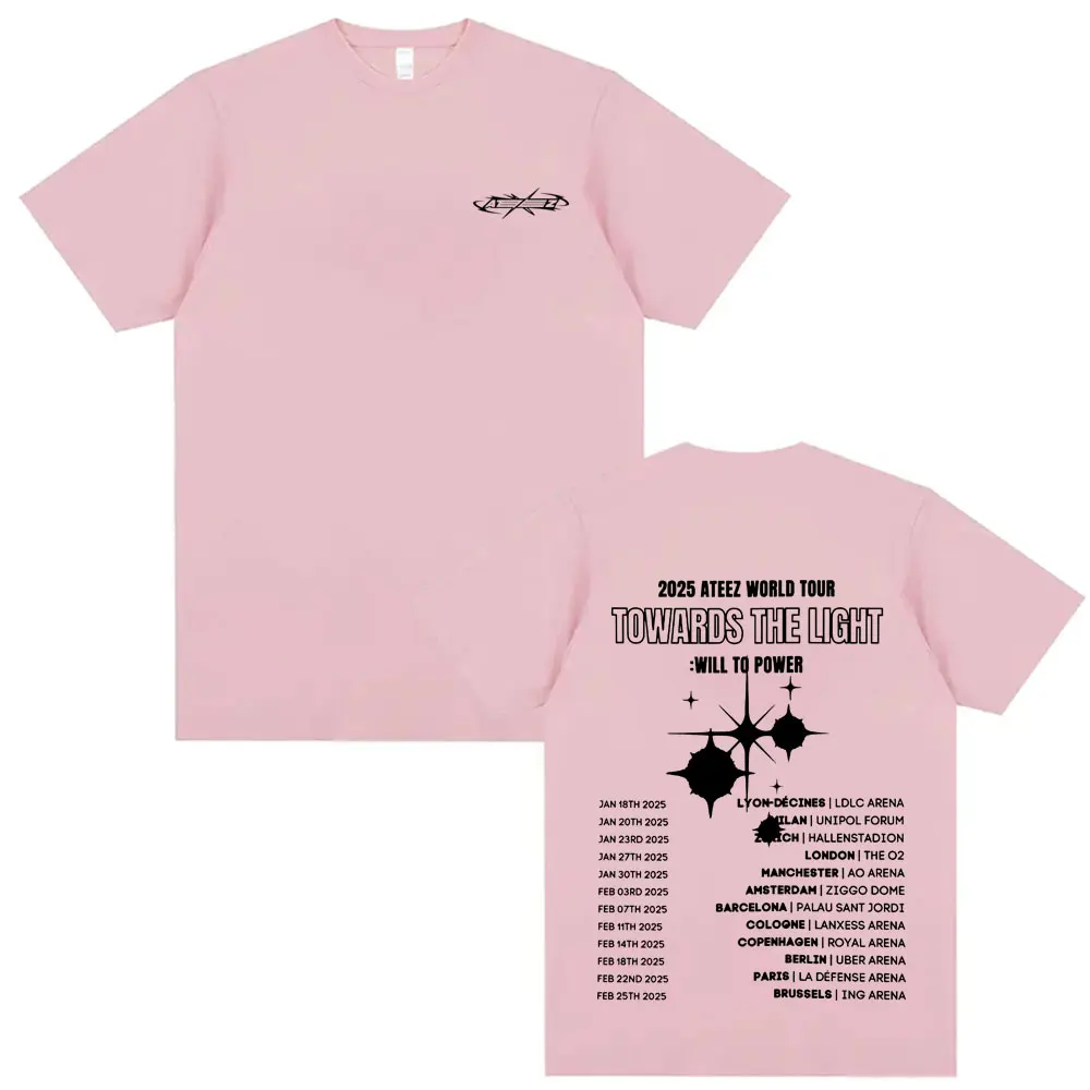 Ateez 2025 World Tour Towards The Light: Will To Power T Korean Individuality T-shirt Unisex Casual Cotton Hot Sale Cozy T-shirt