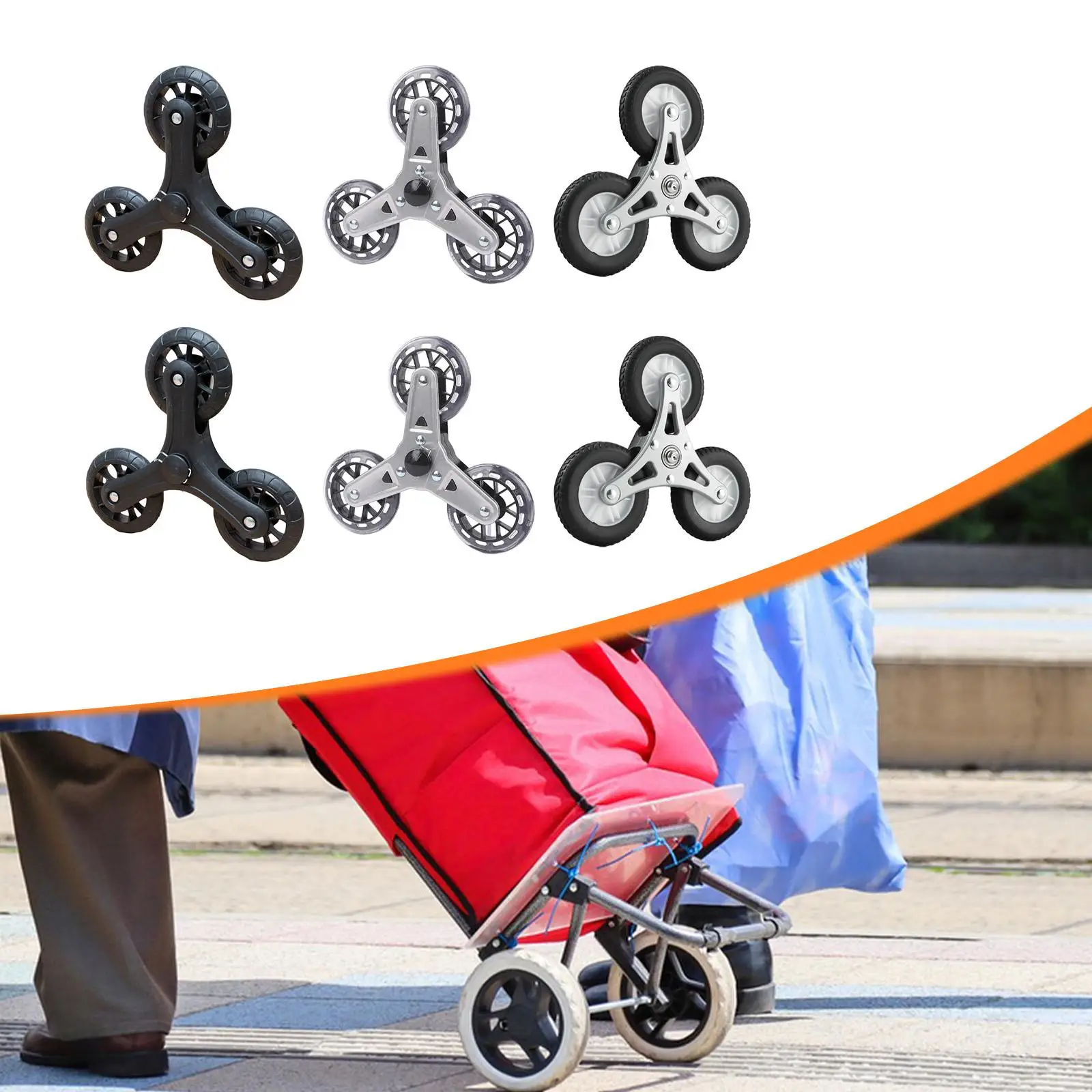 Triangle Stair Climbing Wheels PVC Foldable Trolley Casters Heavy Load Cart Wheels for Luggage Cart