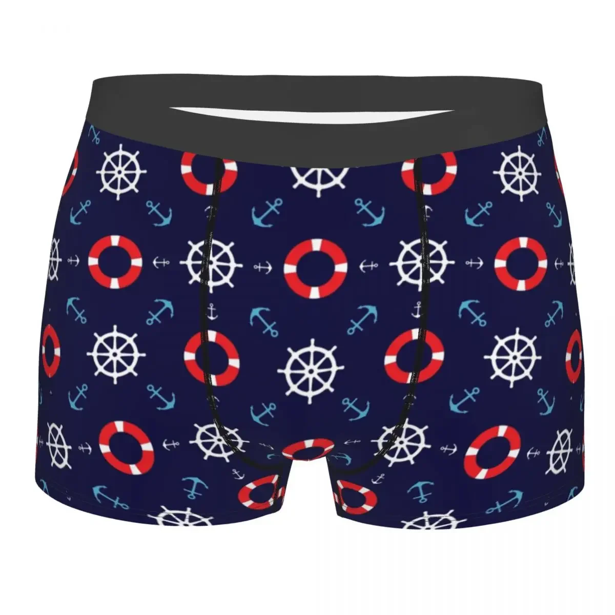 Man Boxer Briefs Shorts Panties Nautical Sailors Pattern Breathable Underwear Male Novelty Underpants