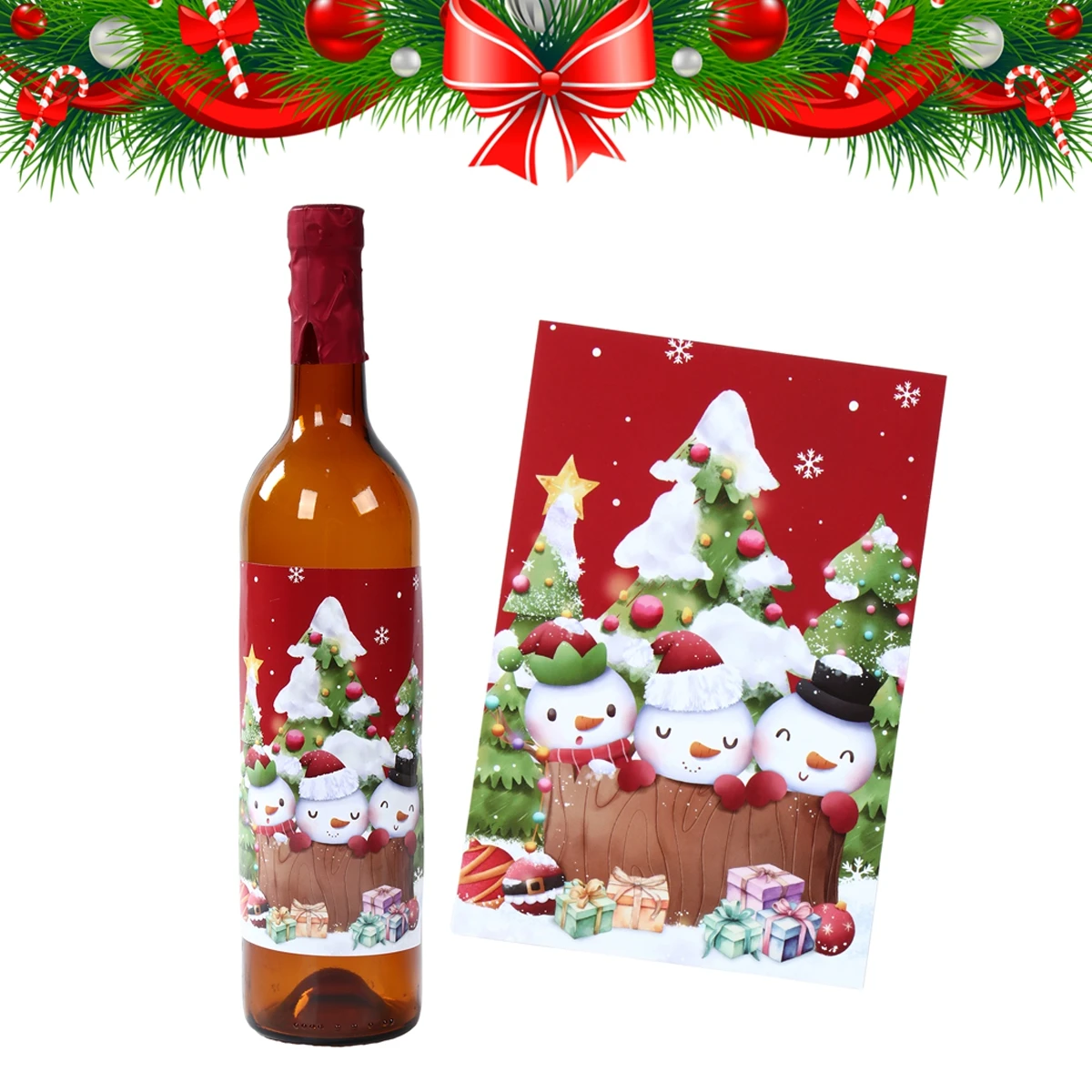 Christmas Wine Sticker Merry Christmas Decoration for Home 2024 Table Decor Xmas Ornament Navidad Natal New Year Gift 2025