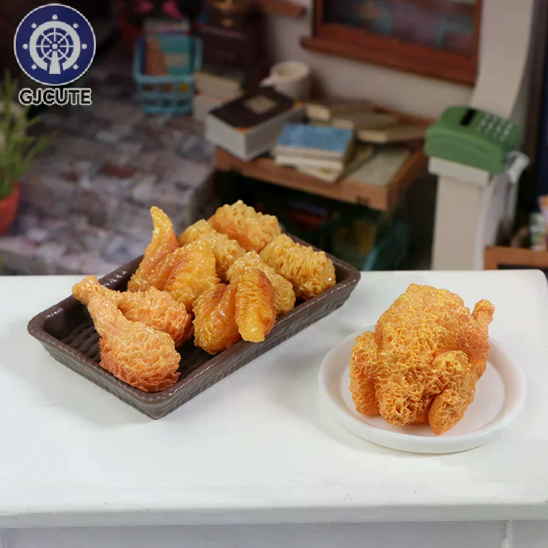 초소형 사실적인 프라이드 치킨 미니어처 세트: DIY 인형의 집 및 장난감 모델 향상에 완벽