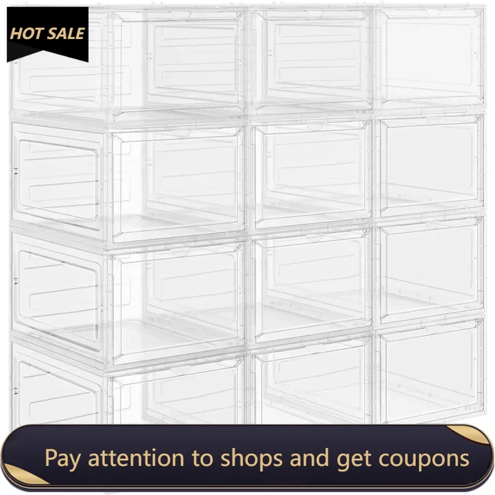 Shoe Boxes Folding Shoe Rack Organizer Easy Assembly Shoes Organization Set of 12 Up to US Size 12 Home Furniture Shoe-shelf