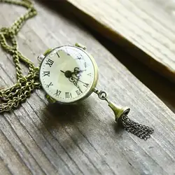 Pocket Watch Vintage Alloy Fisheye Glass Ball Gift Necklace for Birthday Men Women