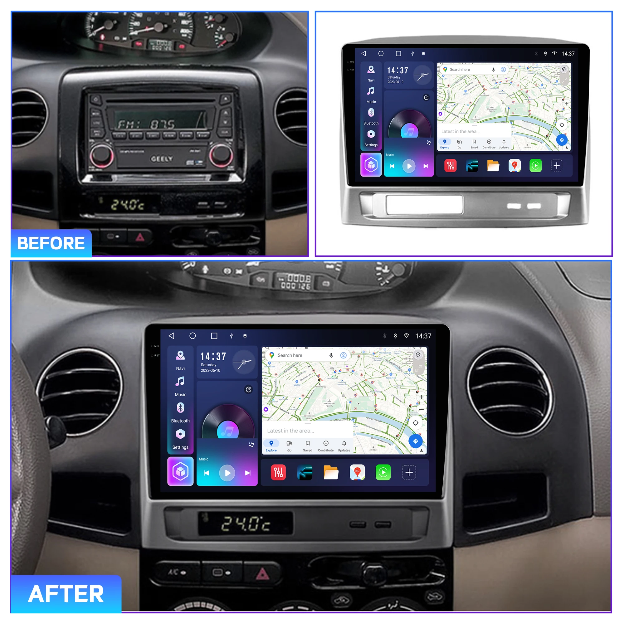 Penhui Android Car DVD Player 2 Din for Geely MK 2006 - 2013 Multimedia Screen with DSP, Bluetooth, Audio & CarPlay