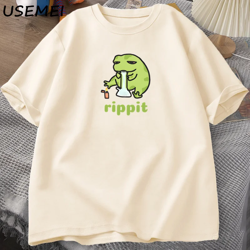 Funny Rippit T-Shirt Frog Graphic T Shirt Causal Cotton Short Sleeve Printed Tshirt Harajuku Streetwear Mens Tshirt Tops