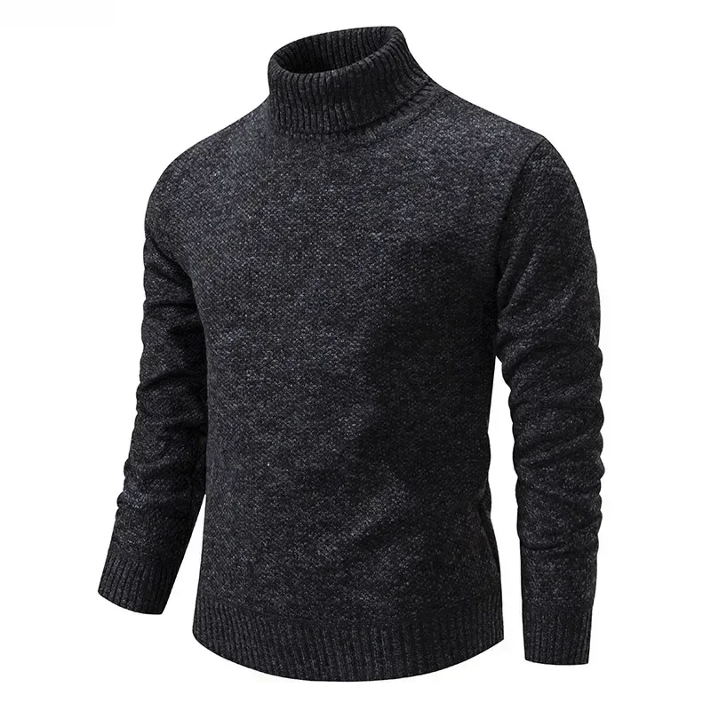New  Men's Winter Warm Thicker Sweaters Turtleneck Knitted Sweaters Pullovers Male Slim Solid Knit Bottoming for Men Tops