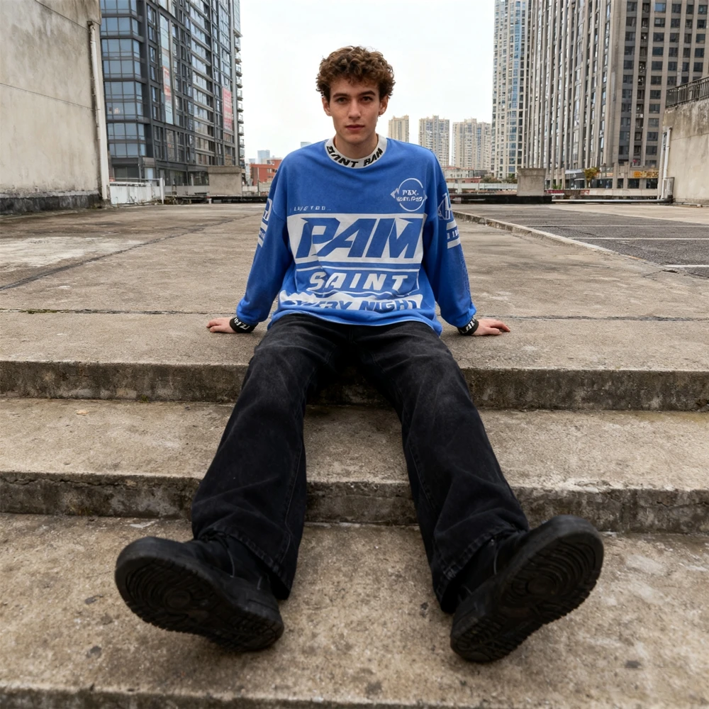 KUCLUT 1:1 Niche Brand Men Clothing Long Sleeves Loose Tee 100%Cotton Streetwear Vintage Oversize T Shirt For Woman