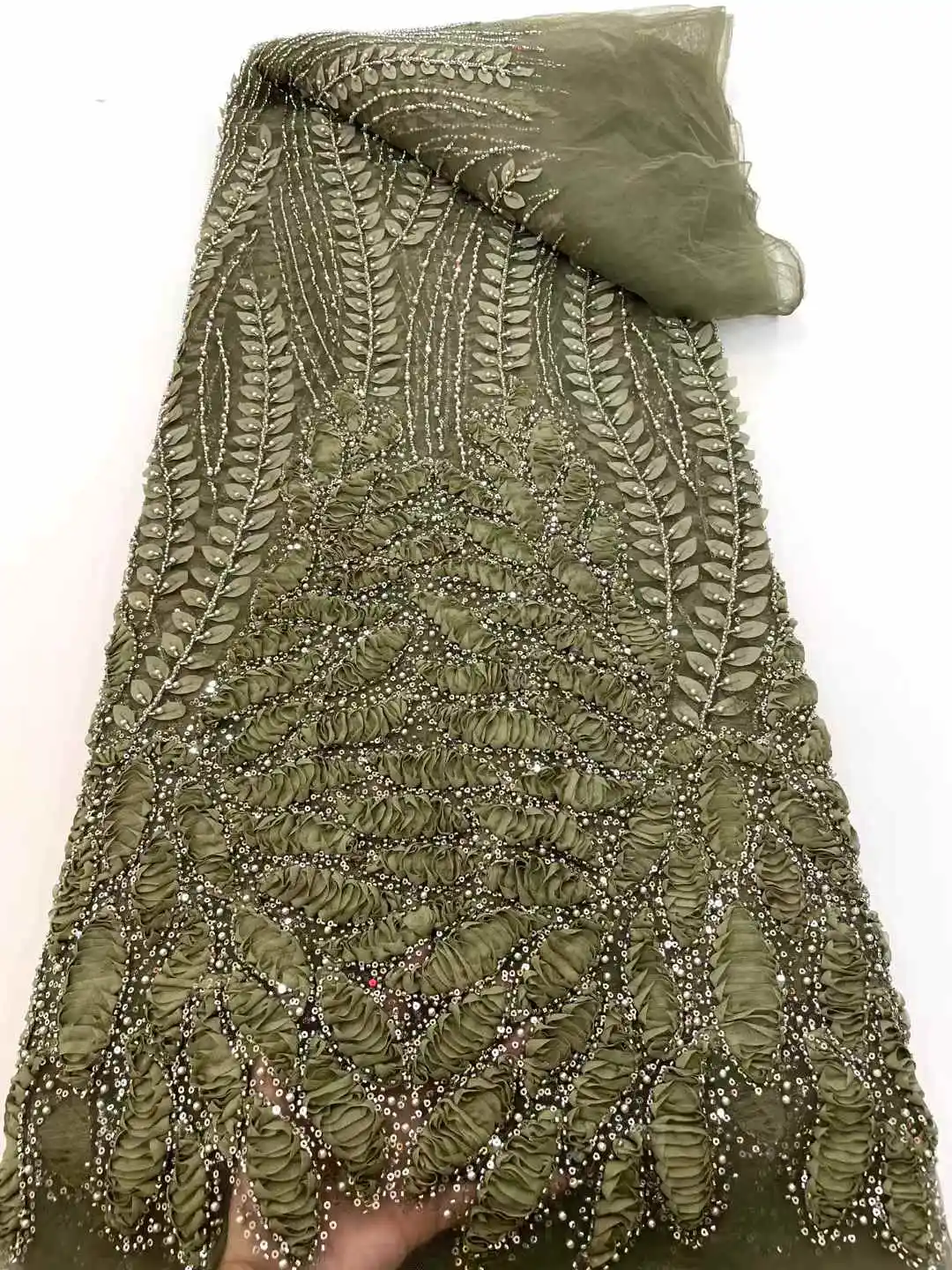 African Sequins Lace Fabric Beads High Quality Luxury French Flower Net Embroidered For Nigeria Dress Sew