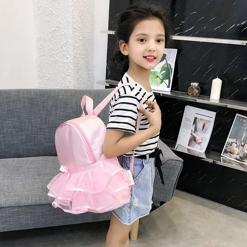 Children Princess Pink Dance Backpacks New Fashion Girls Ballet Practice Dress Props Placement Lace Bow Dance Bags Hot