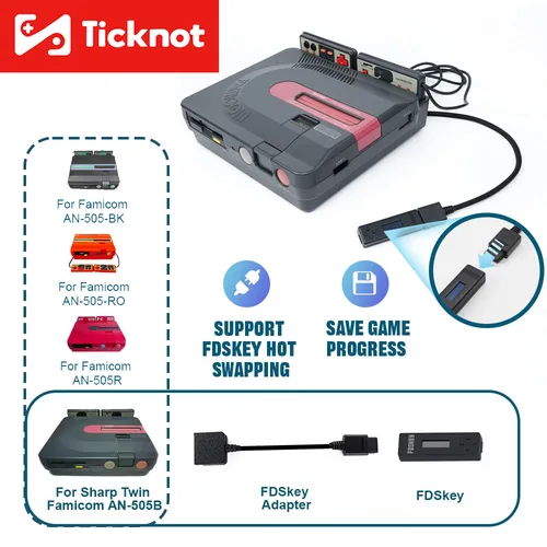 Imagen 1 del producto Adaptador de disco TicKnot FDSKey Famicom para sistema de disco Sharp Twin Famicom Cable FDSKey para consola Nintendo AV Famicom