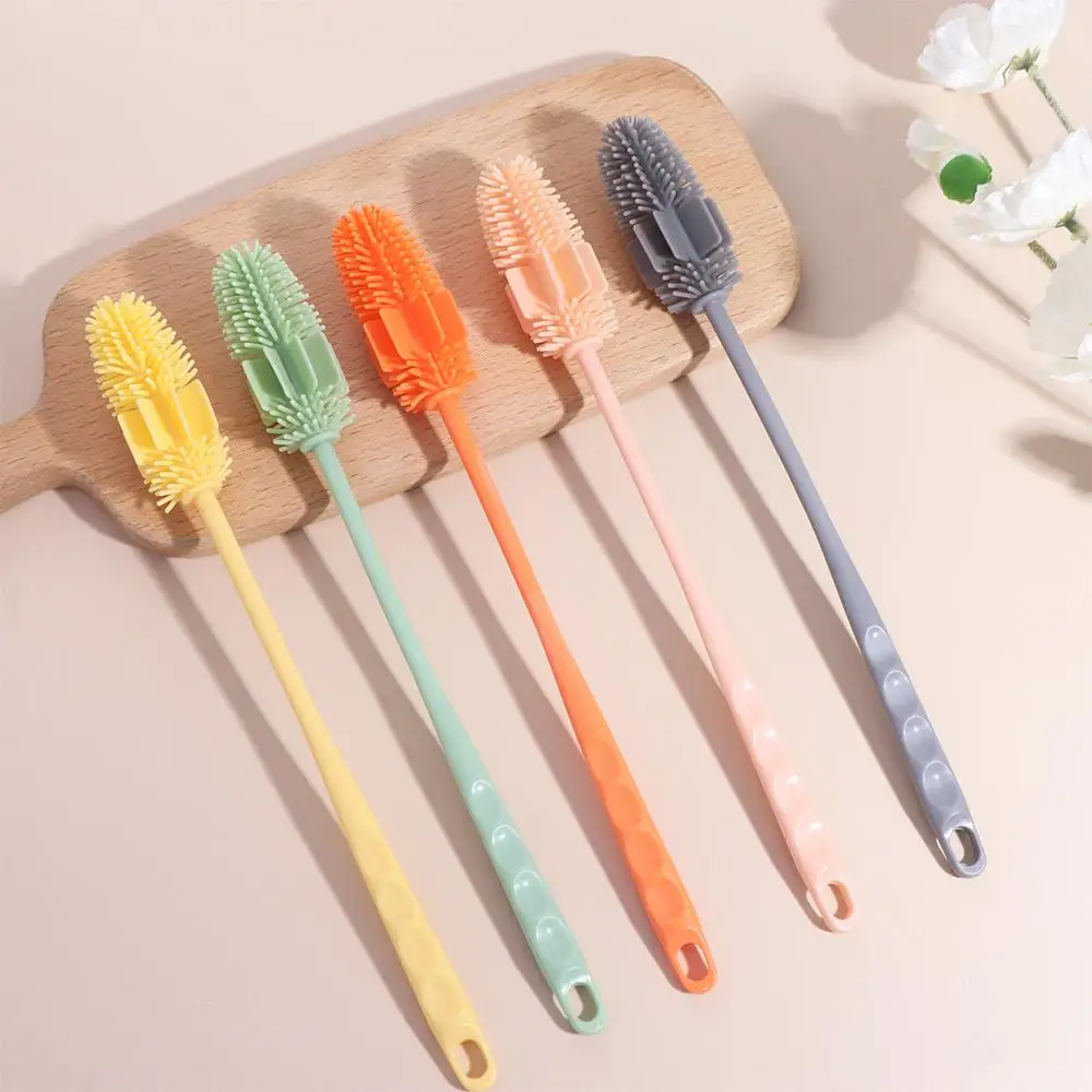 

No Dead Corner Silicone Cup Brush Multipurpose Portable Bottle Cleaning Brush Long Handle Glass Cleaner Household