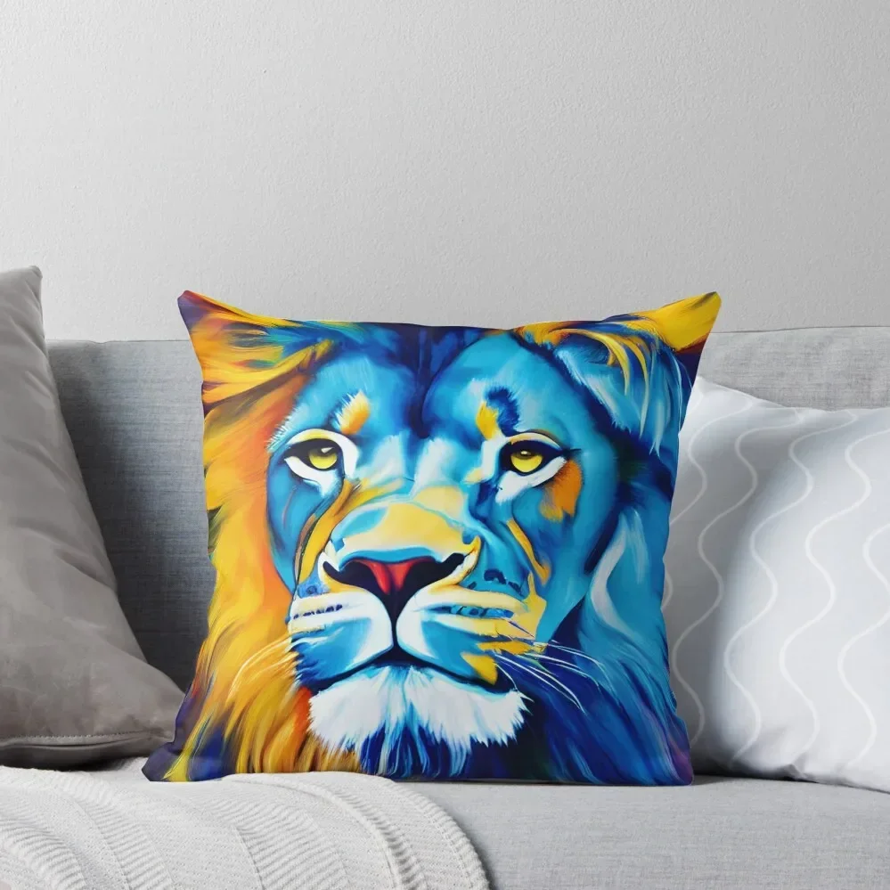 Lion 5 Blue Yellow Throw Pillow Pillow Covers Decorative Pillow Case Christmas Covers