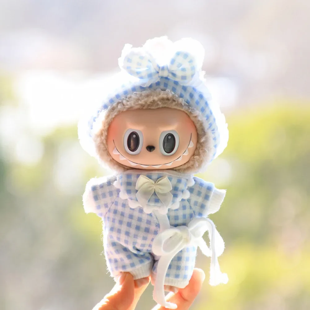 Mini ropa de muñeca de peluche de 15cm, accesorios de atuendo para muñecas de ídolo Kpop Exo Labubu de Corea, pijama a cuadros, traje, ropa DIY, regalo para niños