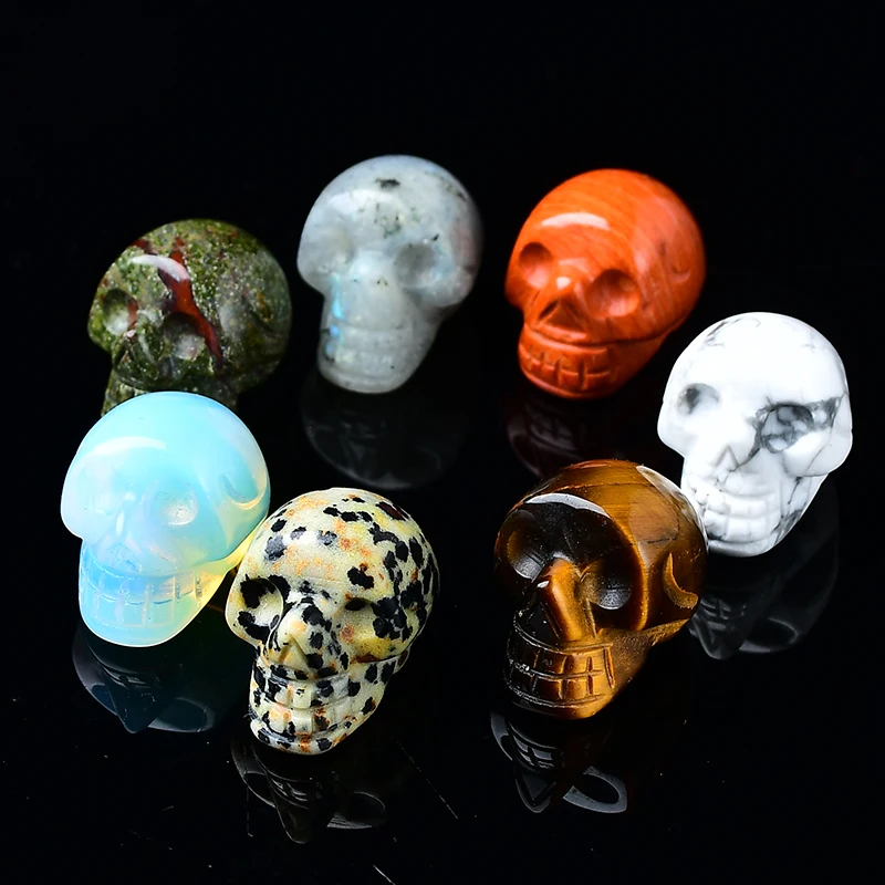7pc/set Natural Crystal Skull Gems Ghost Head Carved Crystal Skull Healing Stone Home Decor Or Halloween Party Bar Decora Gift