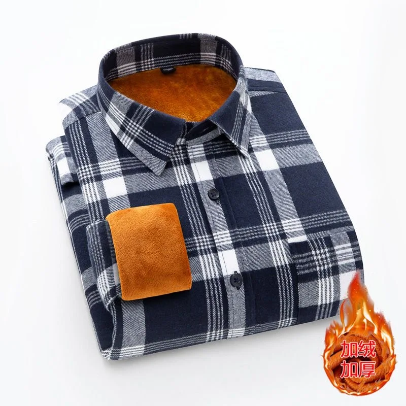 

Новая зимняя модная тенденция с толстым флисом и теплая клетчатая рубашка для мужчин, повседневная свободная рубашка большого размера, высококачественная рубашка