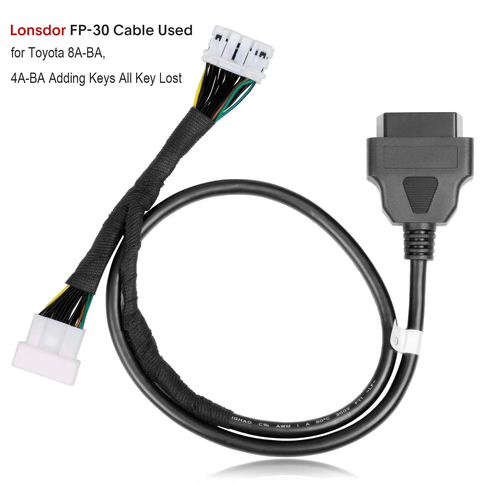 Lonsdor FP30 Cable Used for Toyota for All Key Lost 8A-BA and 4A Models without PIN Code Works with K518ISE K518S