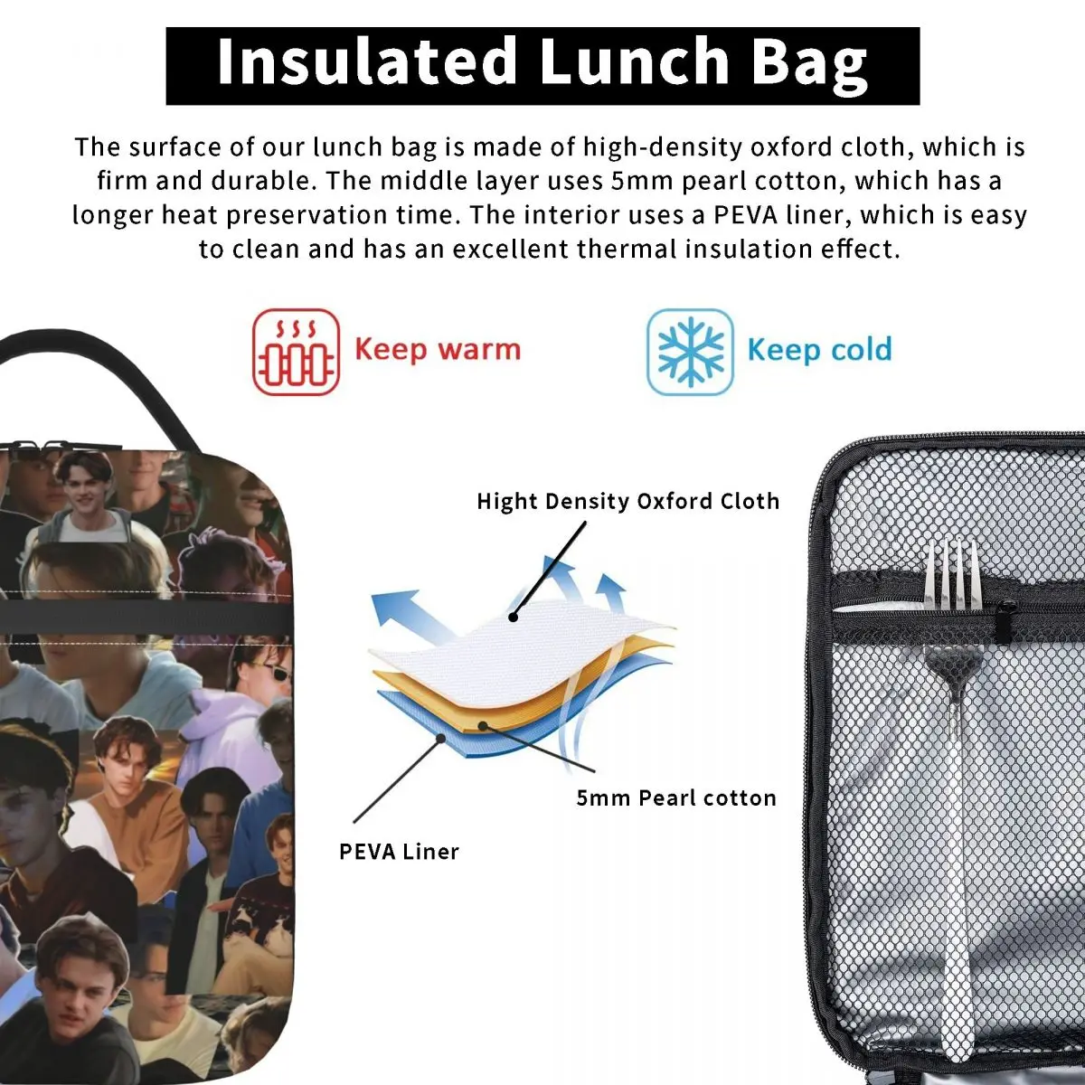 TSITP الصيف تحولت حقيبة غداء جميلة كونراد فيشر صندوق غداء الشاطئ للطفل حقائب اليد الحرارية عادية حقيبة للحفاظ على البرودة #3