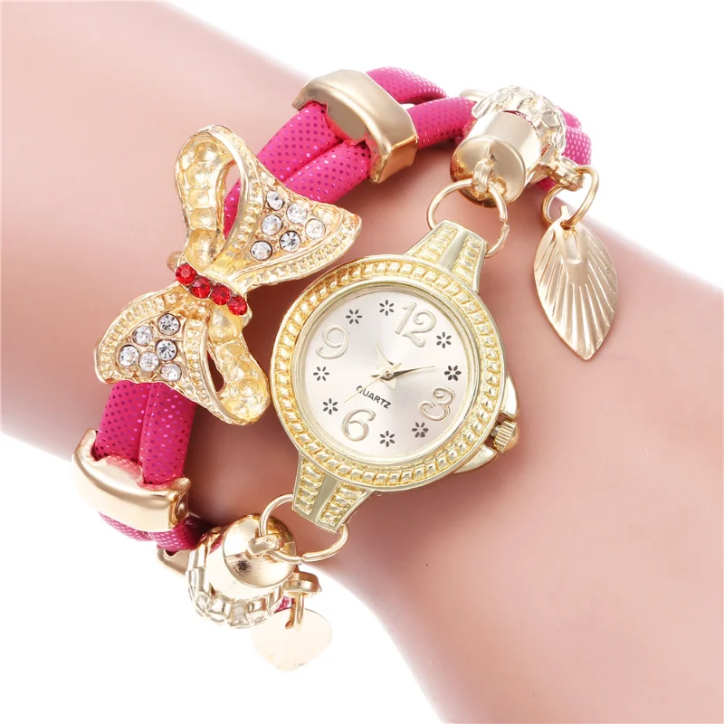 Women Bracelet Watches Luxury Ladies Leather Quartz Rhinestone Wristwatches Clock Relogio Feminino Wrist Watch