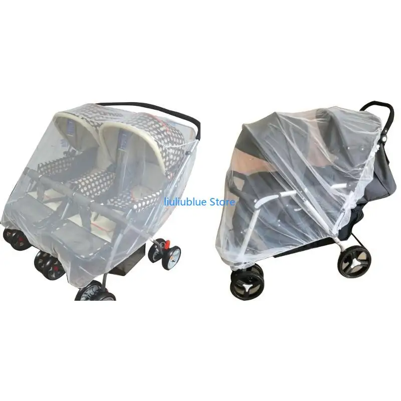 

Stroller Tulle Cover Mosquito Netting Cover for Double Stroller Bassinet Net 62CF