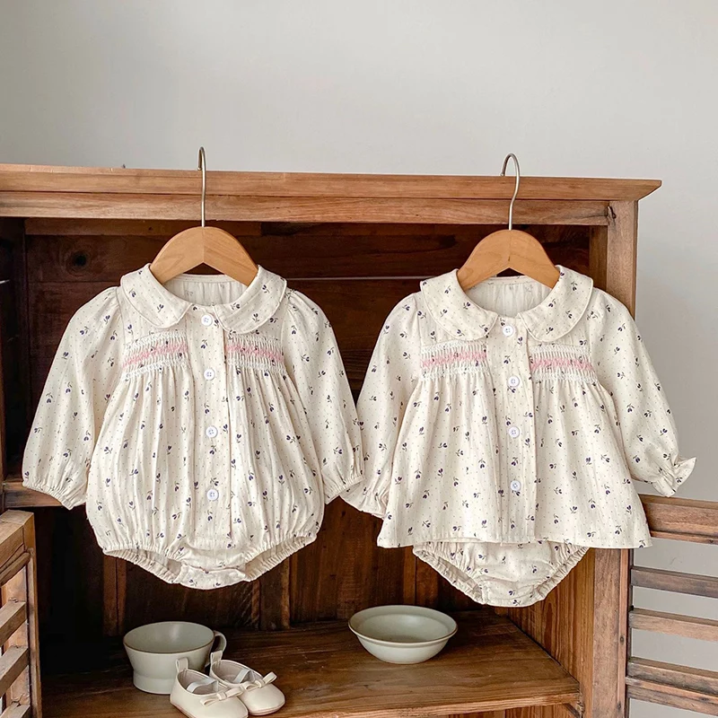 

2024 New Autumn Infant Baby Girls Clothing Set Long Sleeved Cotton Printed Shirt+PP Shorts Toddler Baby Girl Clothes Suit