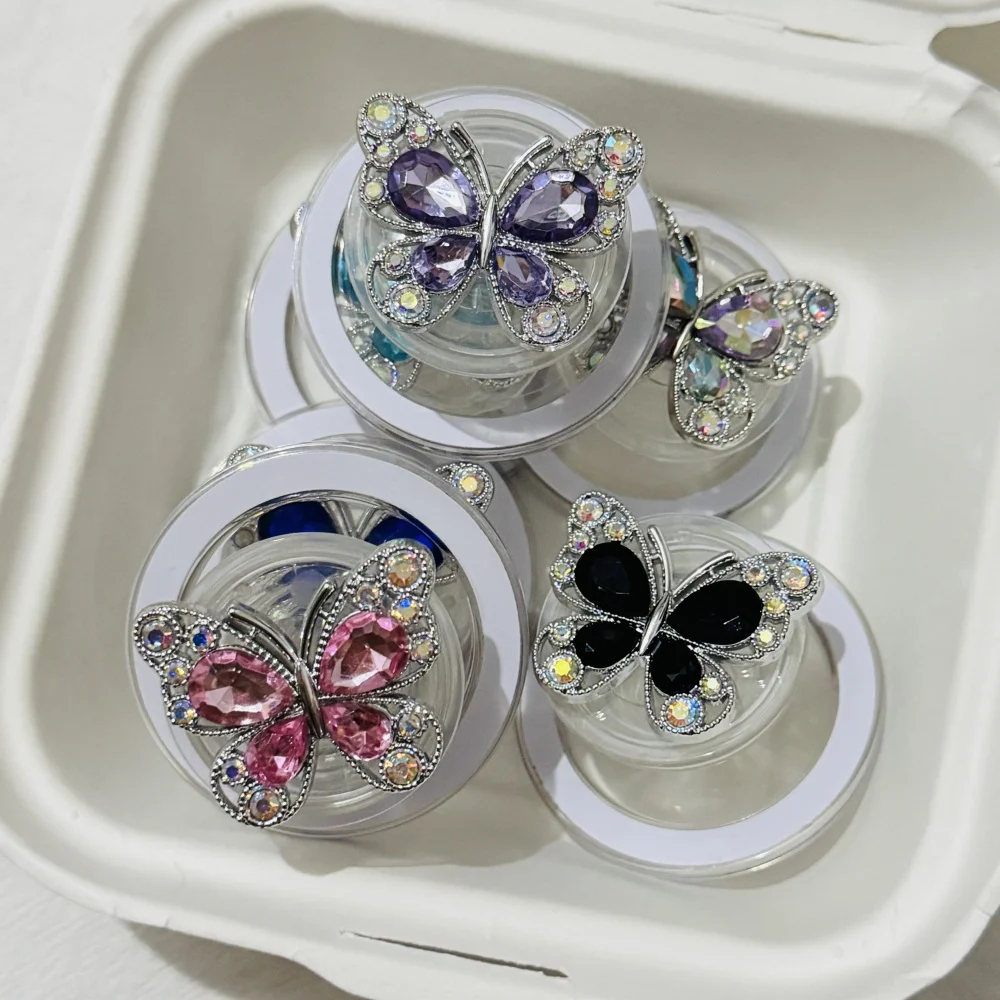 

Корейский милый мультяшный драгоценный камень-бабочка для Magsafe Griptok, держатель для телефона, подставка для кольца на палец, поддержка iPhone 16, Samsung Girl, кронштейн