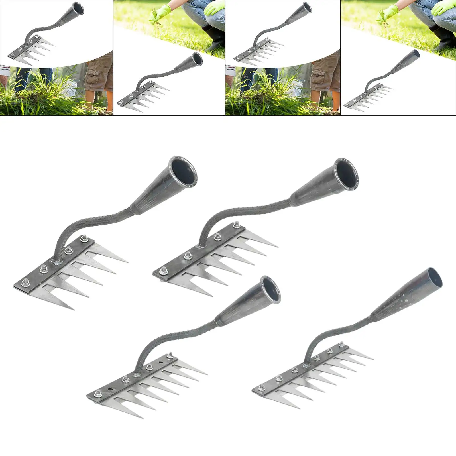 

Garden Weeding Rake Hand Tool Versatile Practical Metal Convenient for Yard Homeowners Cultivating