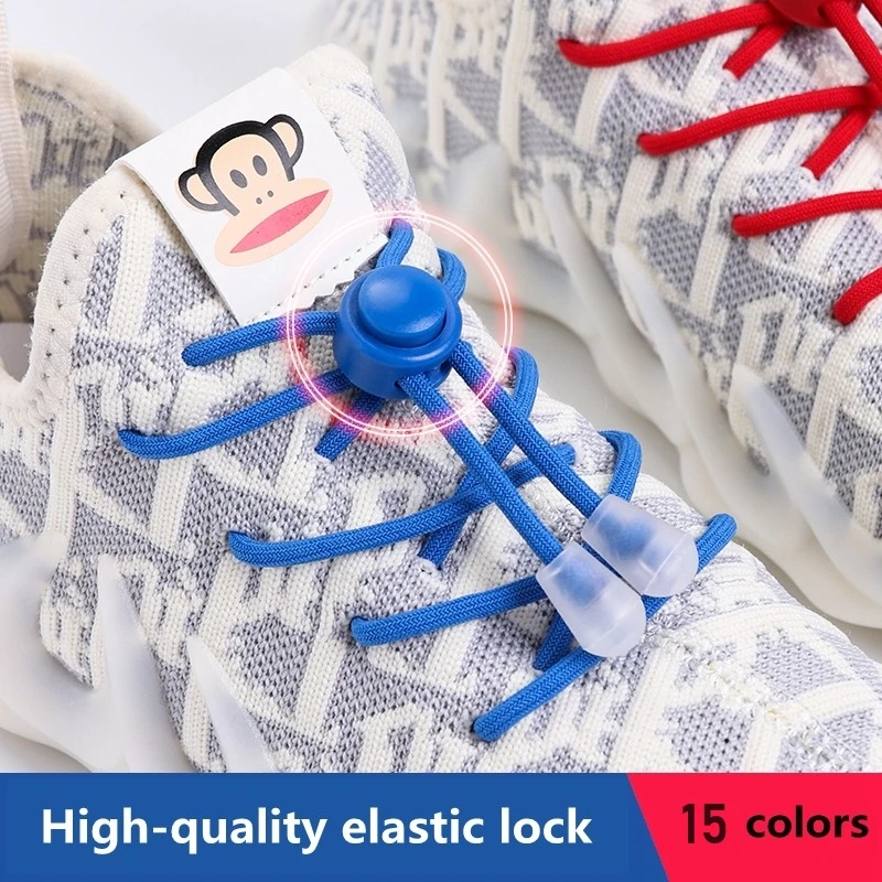 1Pair Sneakers laces Spring Lock Shoelaces No tie Kids Adult Quick Shoe laces Rubber Bands Round lazy Shoelace Shoes