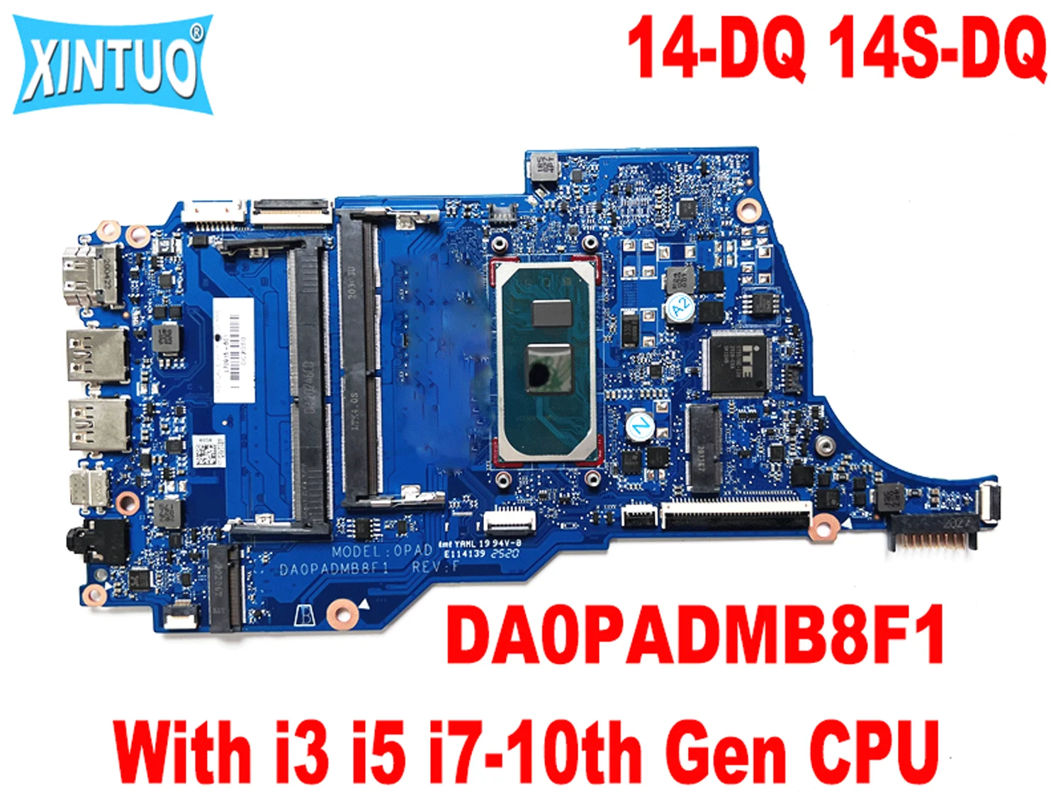 DA0PADMB8F1 Motherboard for HP 14-DQ 14S-DQ Laptop Motherboard with i3 i5 i7-10th Gen CPU DDR4 100% Fully Tested Work