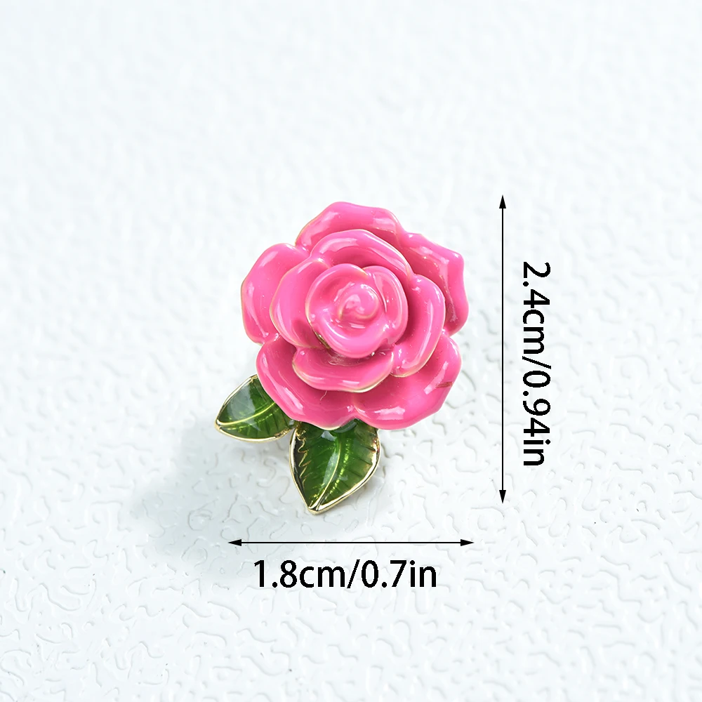 ICEY Luxury Designer Brand Stylish Enamel Rose Flower Brooches For Men Women Metal badge Jewelry Clothes Pin Accessories Party