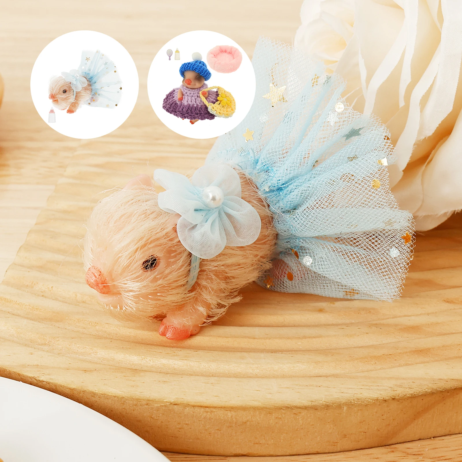 Silicone Pig Doll Toy Realistic Silicone Pig Set with Nursing Bottle and Clothing Accessories Interesting Piggy Doll Toy for Kid