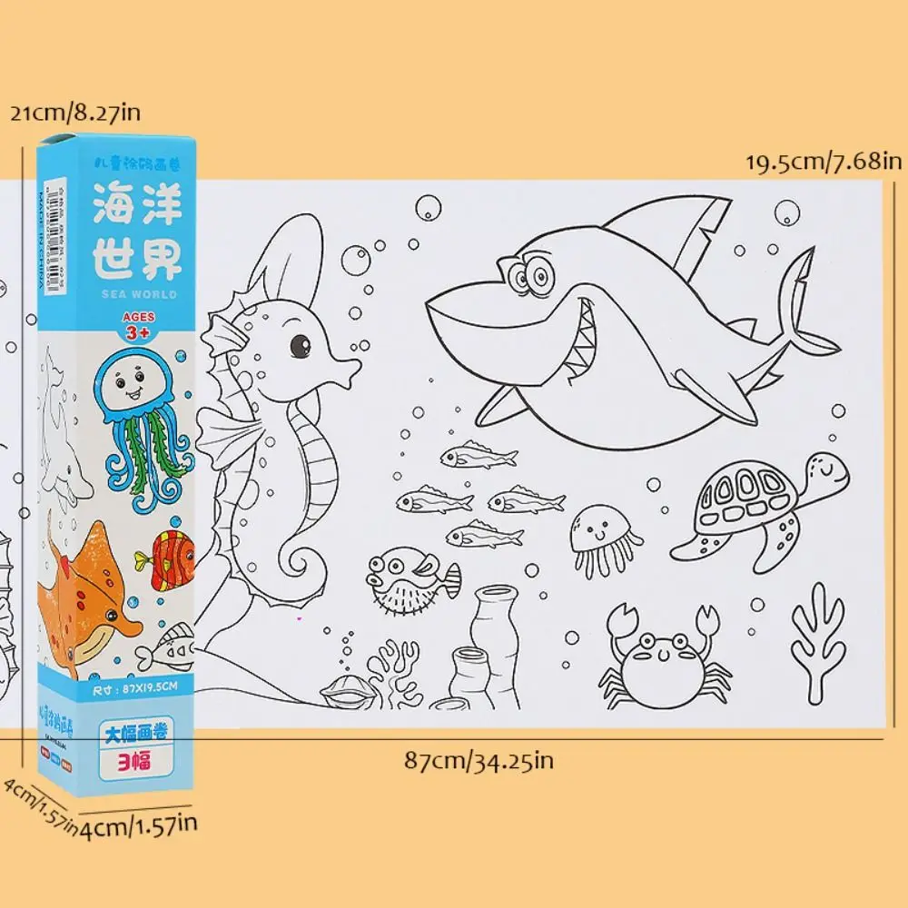 Funny Dinosaur Drawing Roll of Paper Space Animal Graffiti Scroll Color Filling Educational Children Coloring Paper Gifts