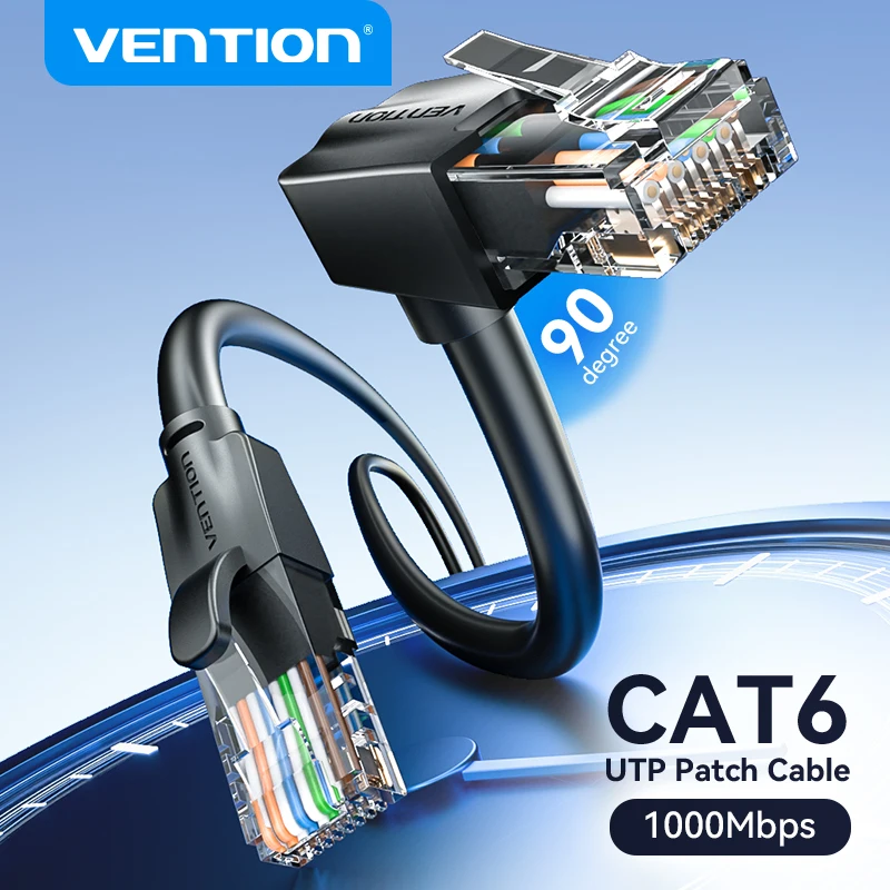 Vention Kabel Ethernet Cat6 UTP 90 stopni w dół pod kątem prostym do laptopa router TV Box drukarka USB HUB RJ45 Internet