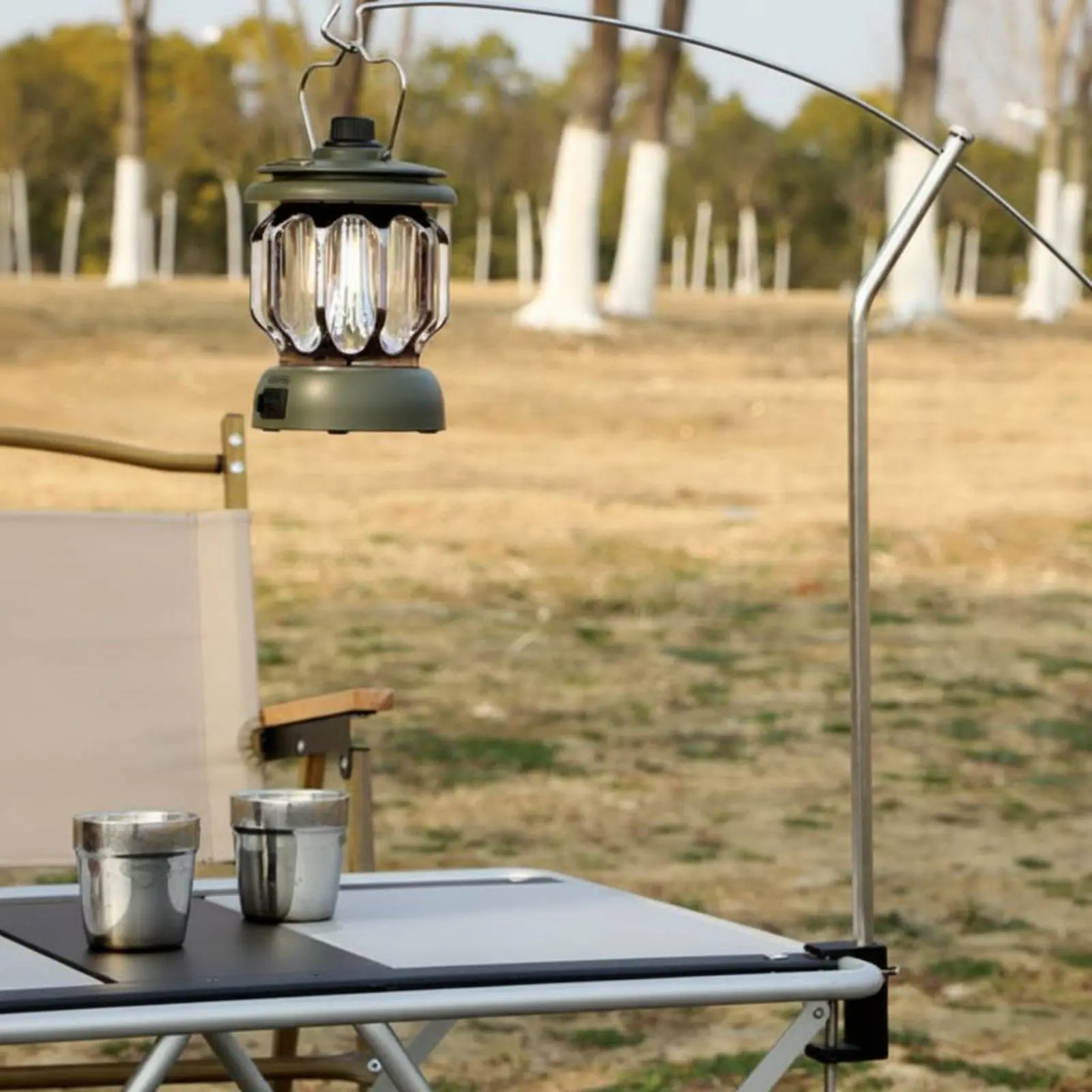 Camping Lantern Stand Stainless Steel Collapsible Lantern Hanger Camping Light Pole Foldable Folding Lamp Pole Rust Resistant