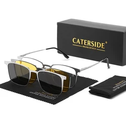 Caterside New Polarized Sunglasses Men's Metal Frame Women Sun Glasses Set Multi Lens Magnetic Suction 3-In-1 Eyewear UV400