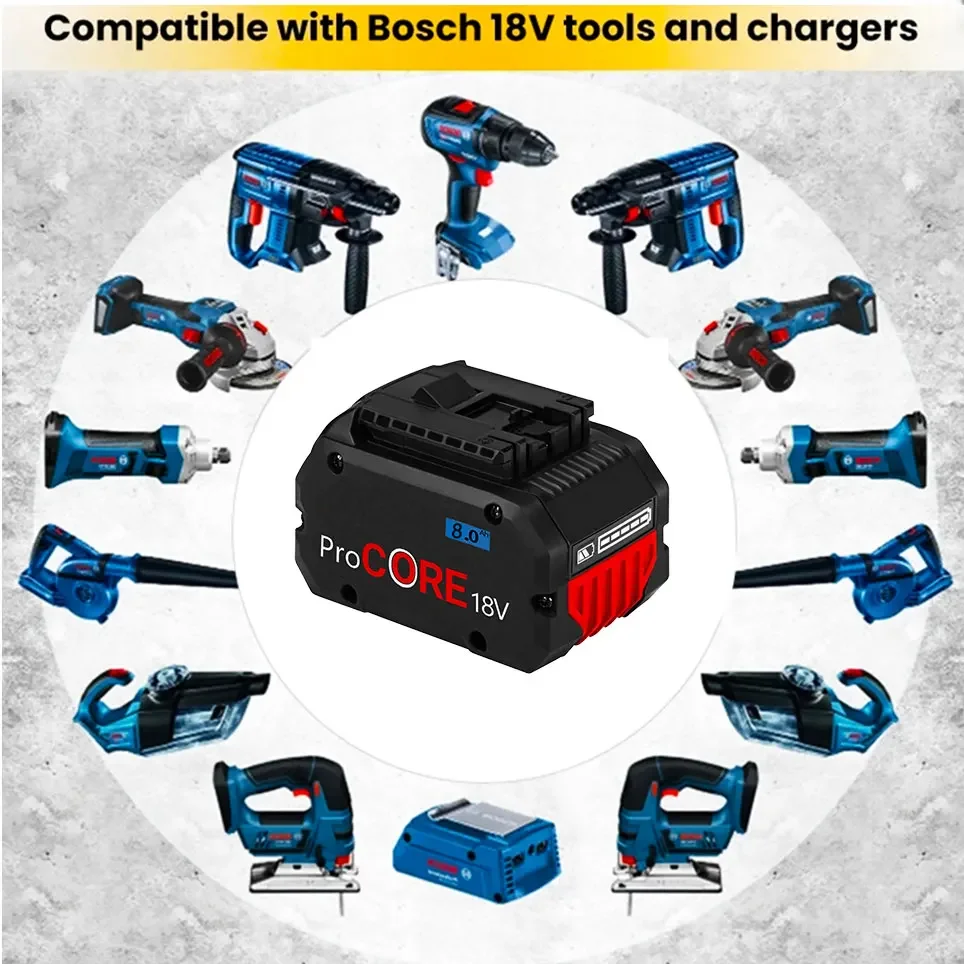 Bosch 18V 10.0AH Professional System Cordless Tool BAT609 BAT618 GBA18V80 21700 Battery 18V 10000mAh ProCORE Replacement Battery