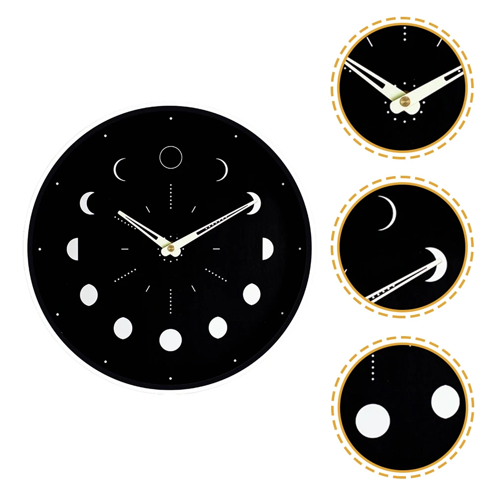 

Luminous Moon Phase Clock Wall for Glow Phrase Non-ticking Phases Silent Modern