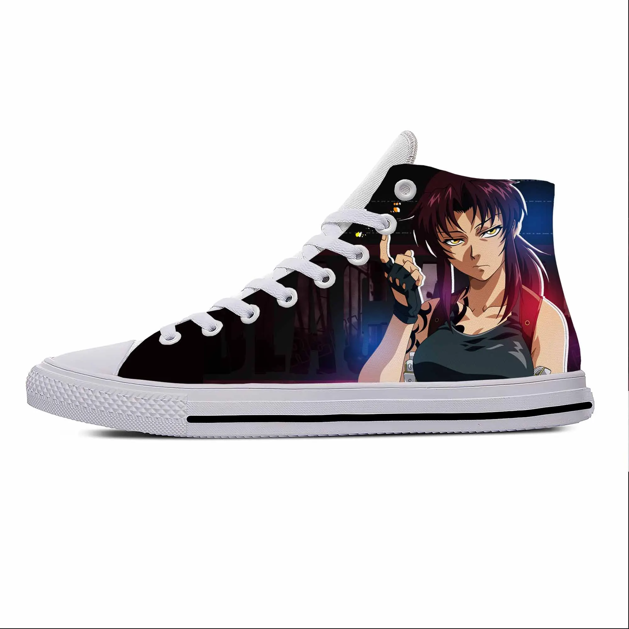 Japanese Anime Cartoon Manga Black Lagoon Revy Casual Cloth Shoes High Top Lightweight Breathable 3D Print Men Women Sneakers