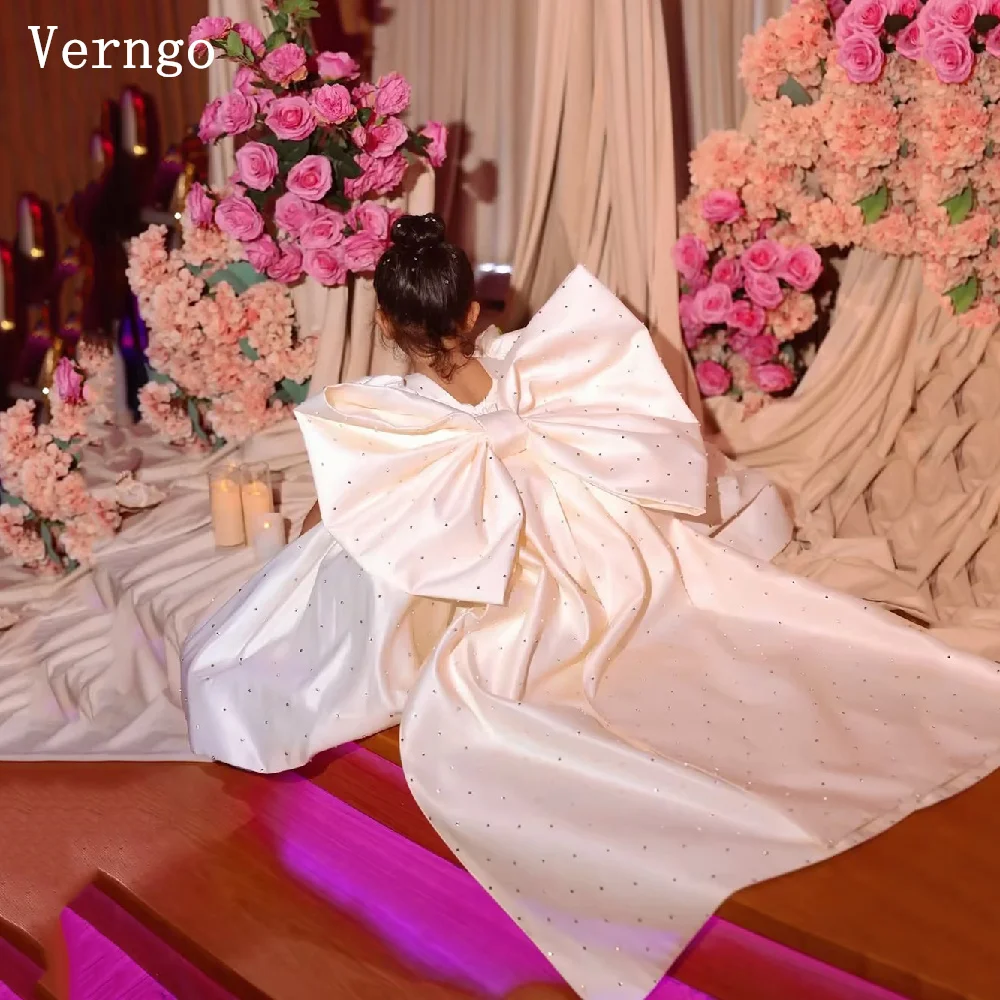 Verngo Cute Pincess Mini Girl Flowers Dress A Line Kid Bow Ball Gowns Birthday Party Dresses Celebrity Gown Customized